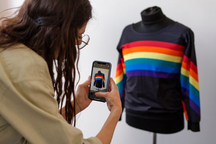 Side view woman taking photo with smartphone